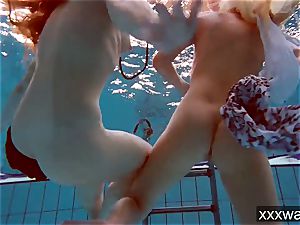 super-steamy Russian damsels swimming in the pool