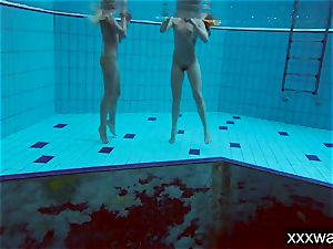 super-steamy Russian damsels swimming in the pool